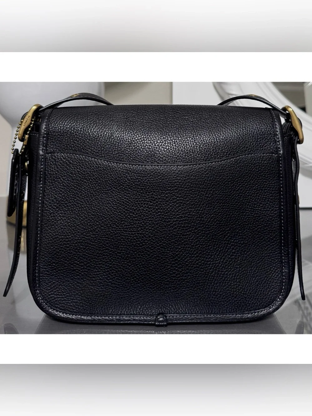COACH Rambler BLACK Pebble Leather Crossbody Bag - Picture 3 of 15